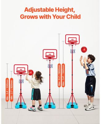 Kids Adjustable Basketball Hoop Set with Height Adjustment and Indoor Outdoor Play Accessories