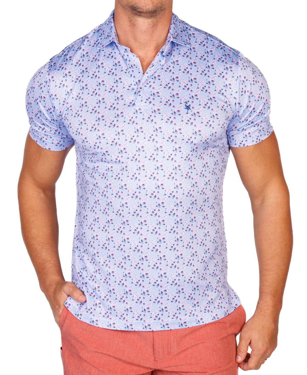 Tailorbyrd Men's Floral Bloom Performance Polo