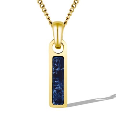 Men's Birthstone Tag Necklace - Gold Pendant