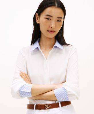 Women's Fluid Preppy Mix Long-Sleeve Shirt