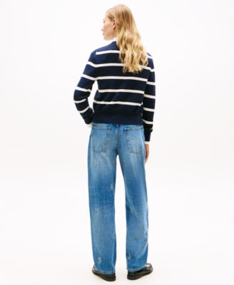 Women's Monogram Script Striped Cardigan