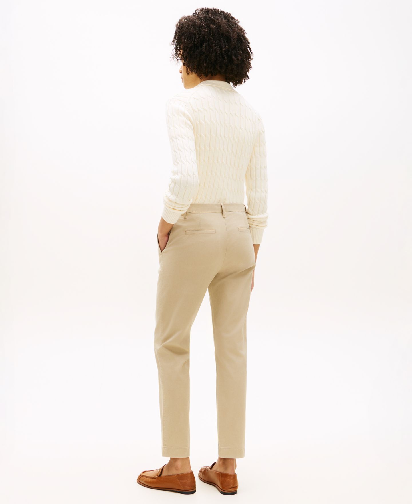 Женские брюки Tommy Hilfiger Twill Slim Chino, цвет: Бежевый — фото 4