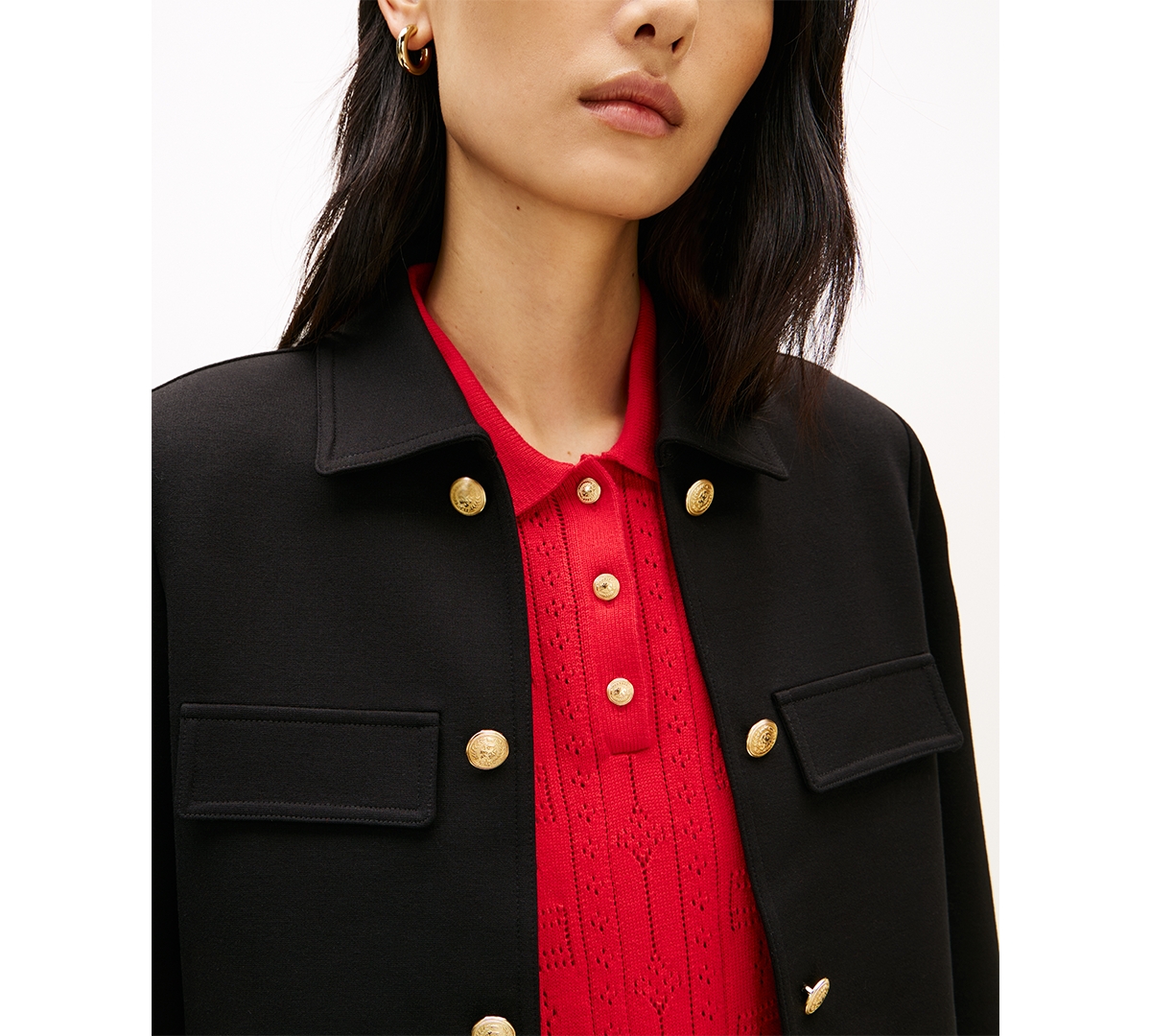 Tommy Hilfiger Women's Ponte Novelty Band Collar Jacket