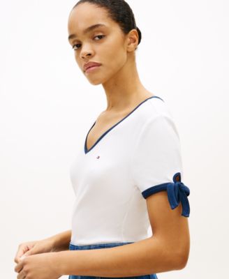 Women's Bow Detail V-Neck T-Shirt