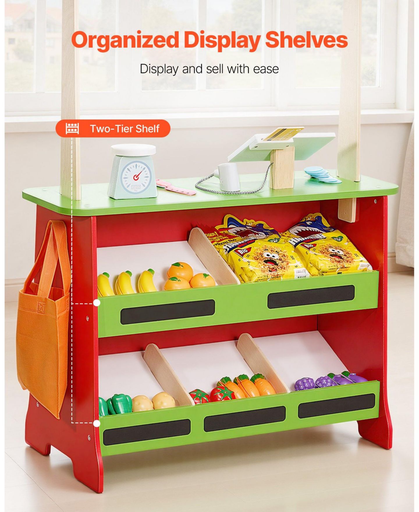 Детский игровой набор HONGGE Reversible Play Store and Theater 35-Piece Playset, Ages 3+, цвет: Красный — фото 7