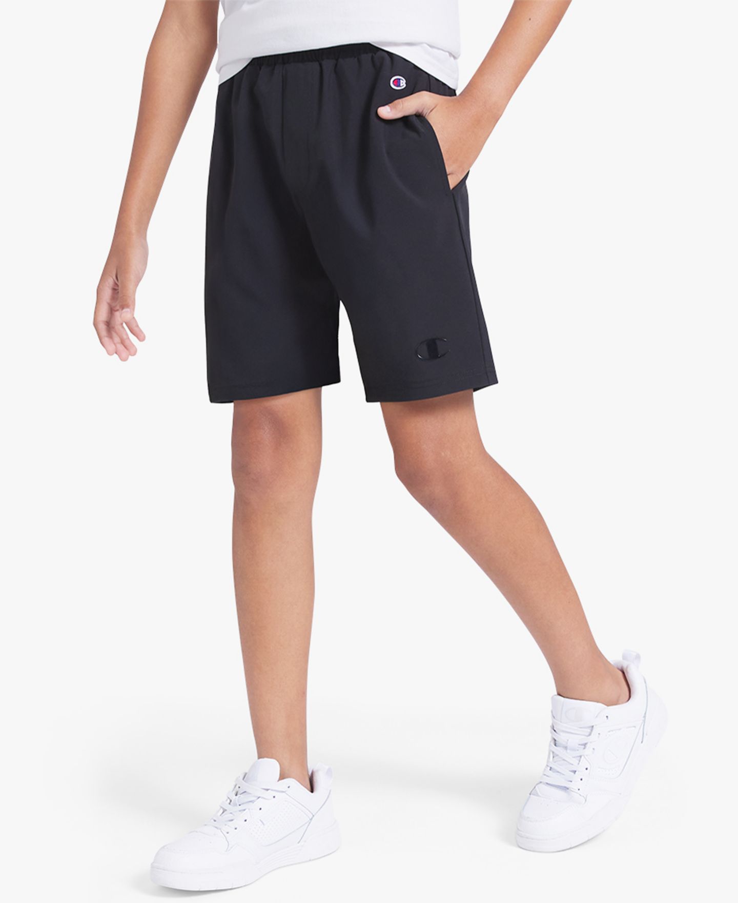 Шорты Champion Stretch Woven Classic Shorts для мальчиков, цвет: Чёрный — фото 1