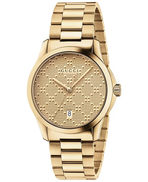 Gucci Unisex Swiss G Timeless Gold Tone Pvd Stainless Steel Bracelet Watch 38mm Reviews All Fine Jewelry Jewelry Watches Macy S