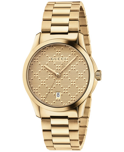 Gucci Unisex Swiss G-Timeless Gold-Tone PVD Stainless Steel Bracelet Watch 38mm YA126461