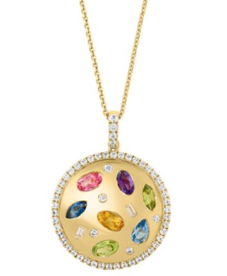 Multi-Gemstone (2-1/3 ct. t.w.) Pendant Necklace in 14k Yellow Gold over Silver