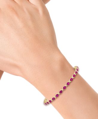 Ruby (6-1/3 ct. t.w.) & Diamond (1/20 ct. t.w.) Bracelet in 14k Yellow Gold Over Sterling Silver