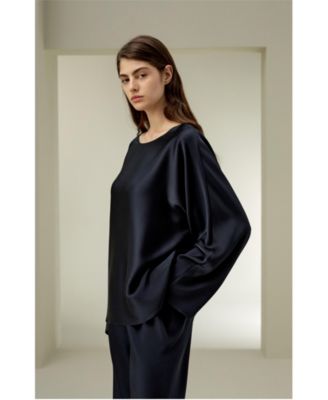 Women's Silk Charmeuse Crewneck Blouse