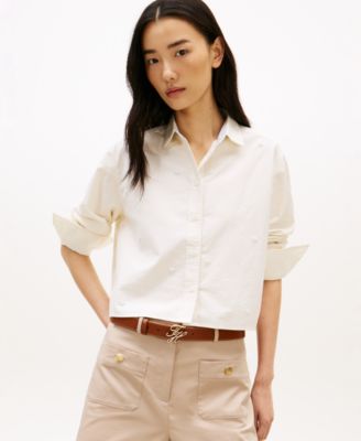 Women's Bling Cropped Long-Sleeve Shirt