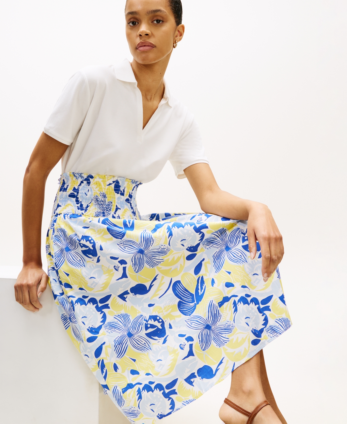 Tommy Hilfiger Women's Smocked Pull-On Midi Skirt
