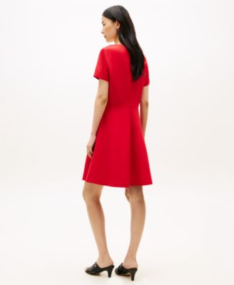 Women's Pleated Short-Sleeve Dress
