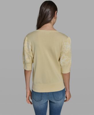 Women's Floral Short-Sleeve Sweater