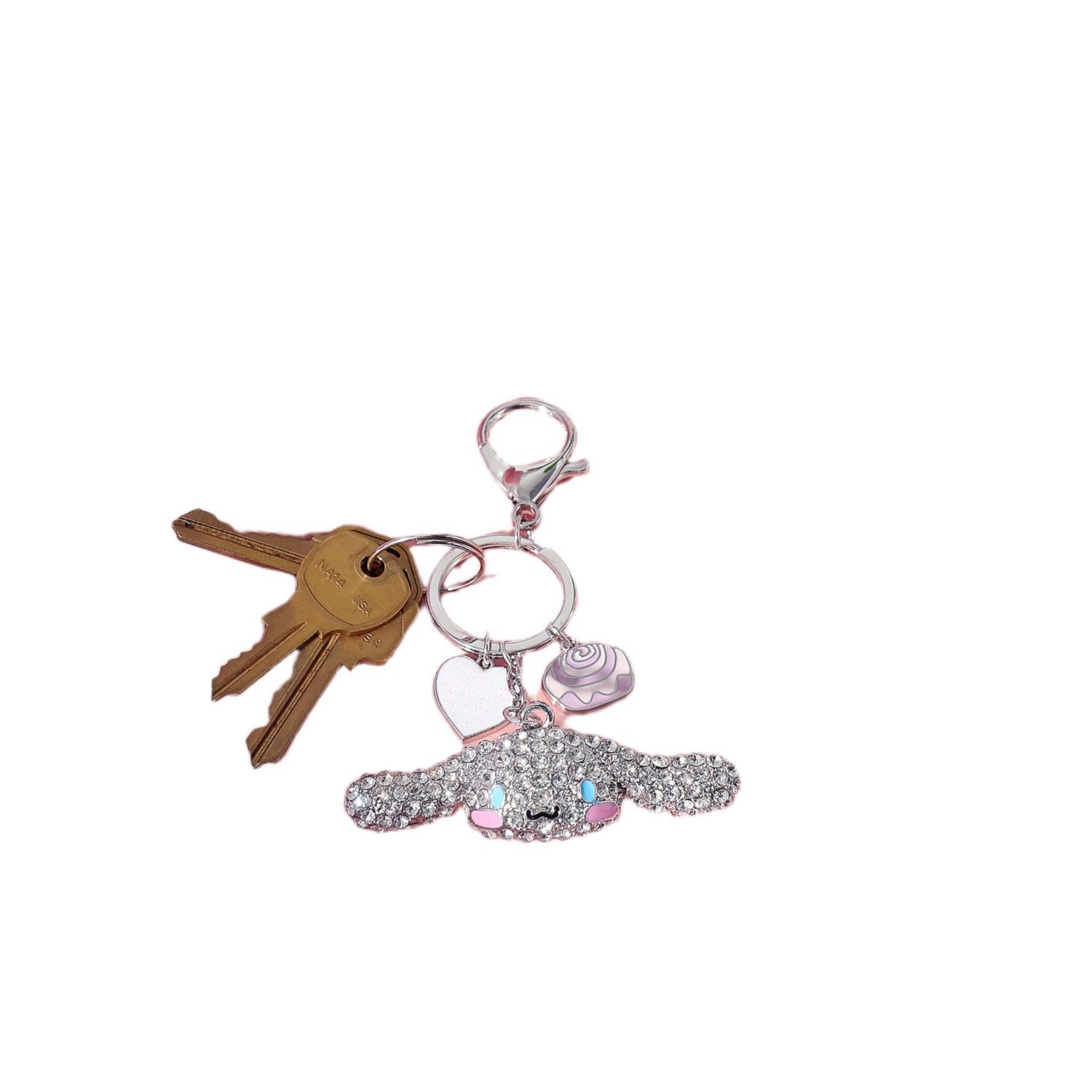 Sanrio Cinnamoroll Crystal Keychain with Candy & Heart Charms