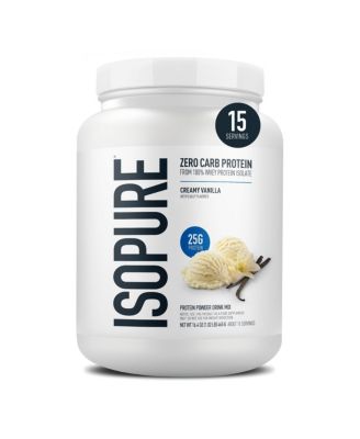 Zero Carb 100% Pure Whey Isolate Protein Powder, Creamy Vanilla, 25g Protein, 15 Servings Tub