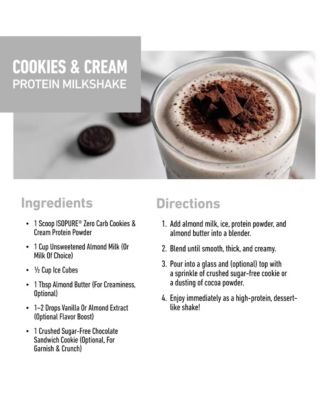 Zero Carb 100% Pure Whey Isolate Protein Powder, Cookies & Cream, 25g Protein, 15 Servings Tub