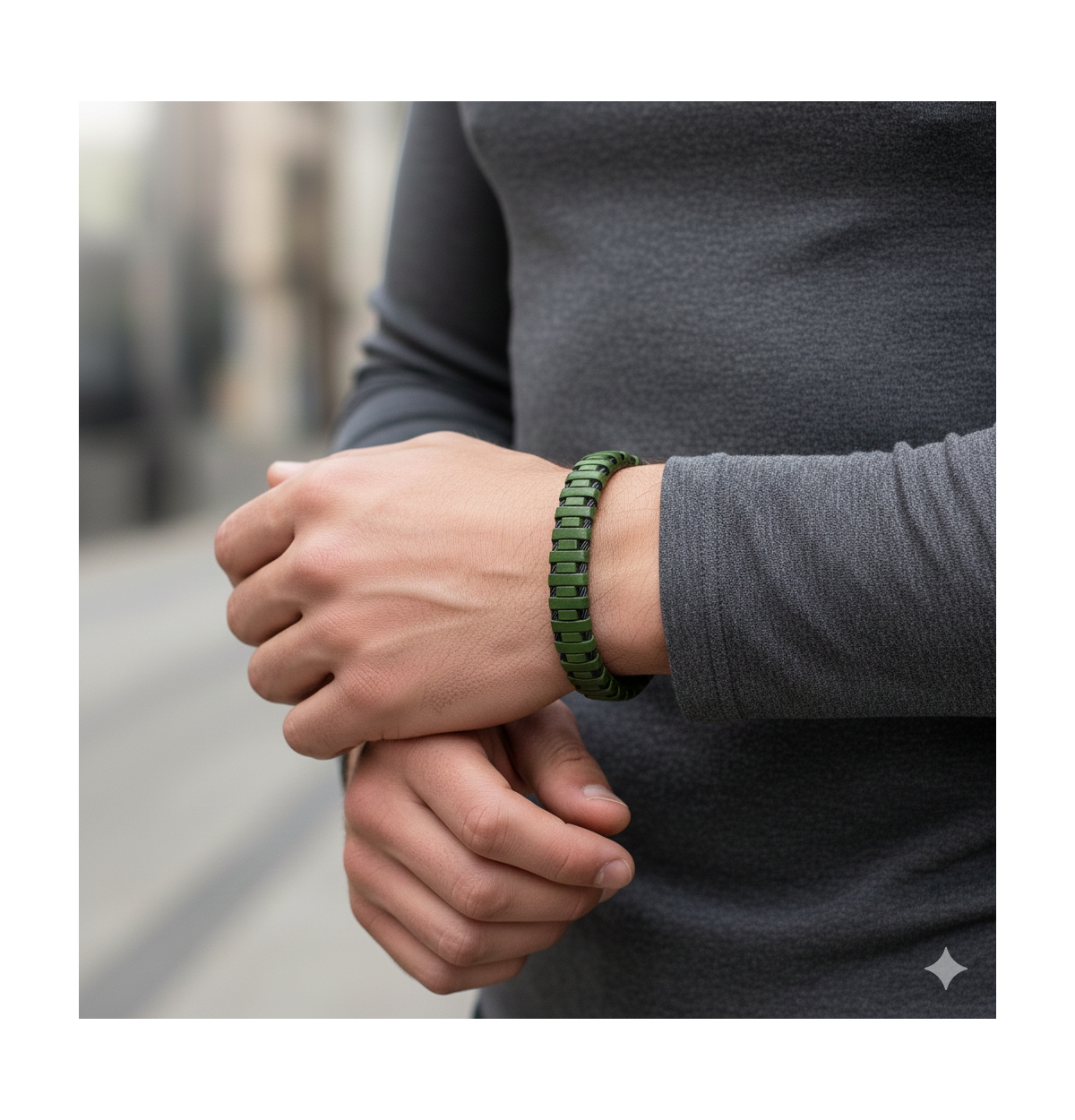 Metallo Stainless Steel, Leather Designed Bracelet