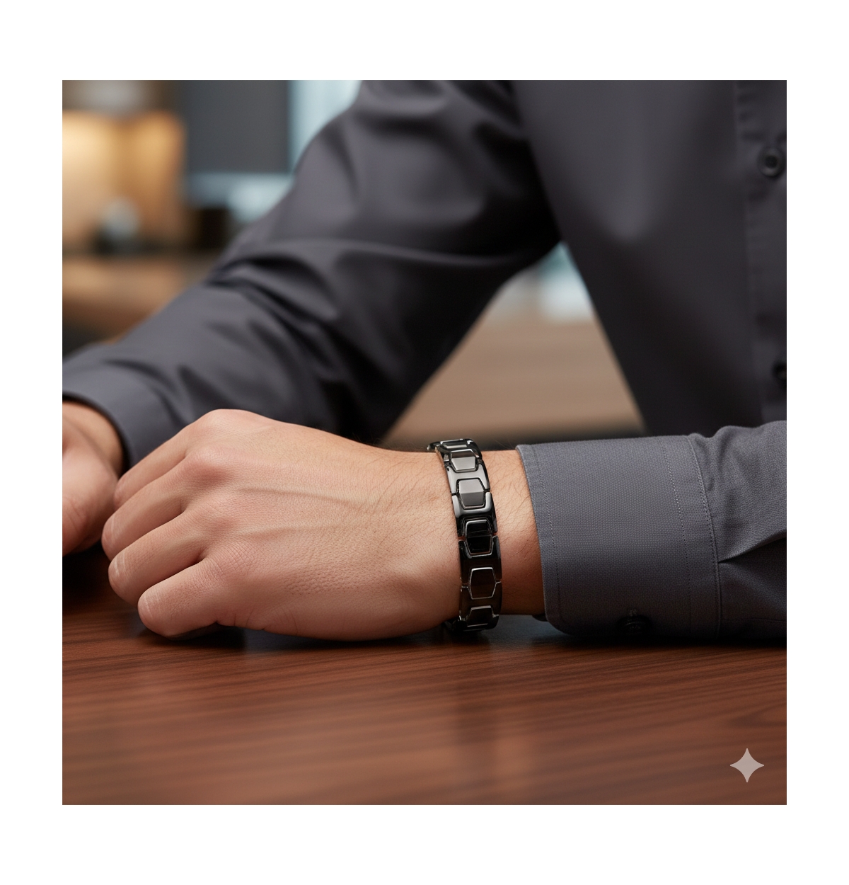 Polished Magnetic Link Tungsten Bracelet