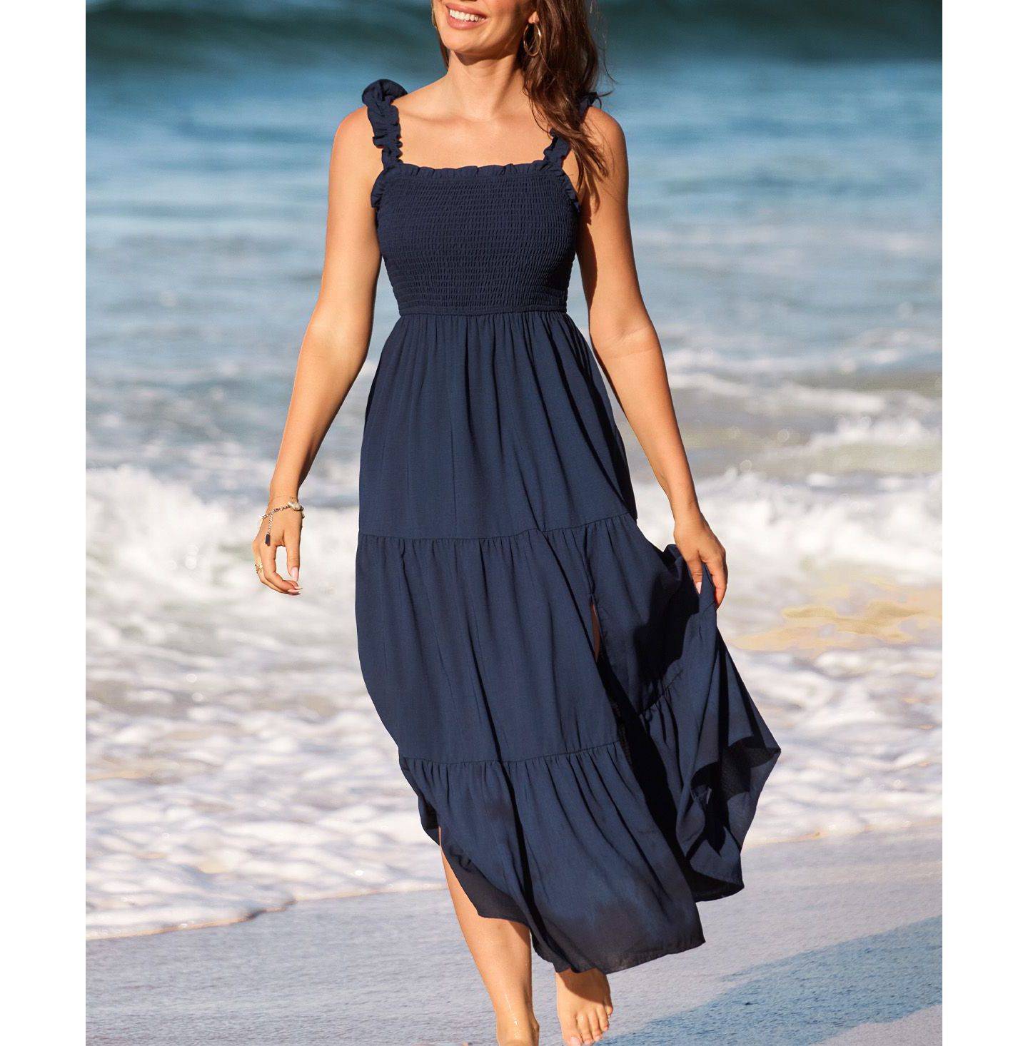 Женское платье Cupshe Bonus Points Blue Maxi Beach, цвет: Тёмный синий — фото 2