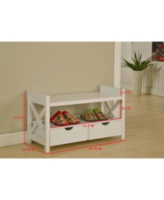 Wood Shoe Storage Bench – Entryway Organizer with Drawers & Seating