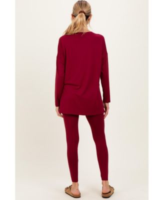 Maternity Brushed Knit Oversized Top and Legging Set