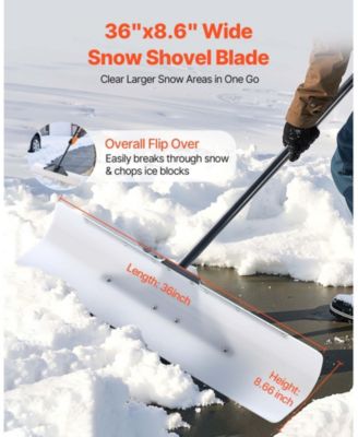 Snow Pusher Shovel, 36", HDPE Blade w/ Metal Edge, Segmented Handle, Ergonomic Grip, Driveway/Garden