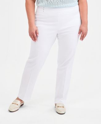 Plus & Petite Plus Size Tummy Control Pull-On Slim-Leg Pants