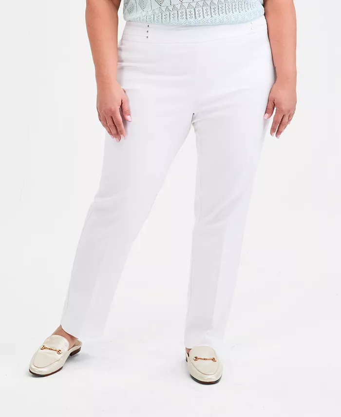 Plus & Petite Plus Size Tummy Control Pull-On Slim-Leg Pants - thumbnail 3