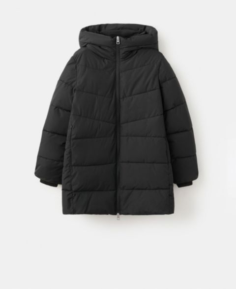 Женская куртка Mango Hood Puffer, цвет: Чёрный