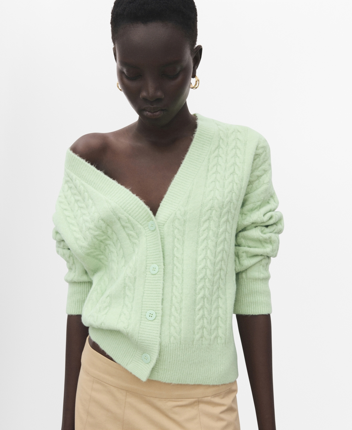 Mango Women's Knitted Braided Cardigan