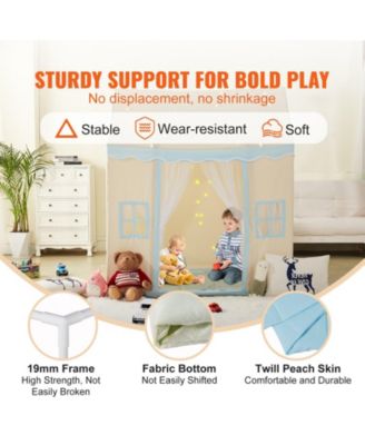  Kids Play Tent, Ages 1-5, Includes Mat & Tent Light, Windowed Indoor/Outdoor Playhouse Tent, Beige