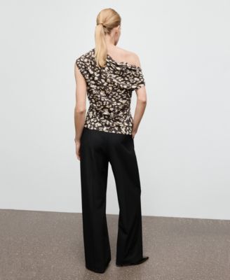 Women's Draped Animal-Print Top
