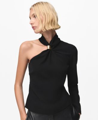 Women's Metallic Detail Asymmetrical Blouse