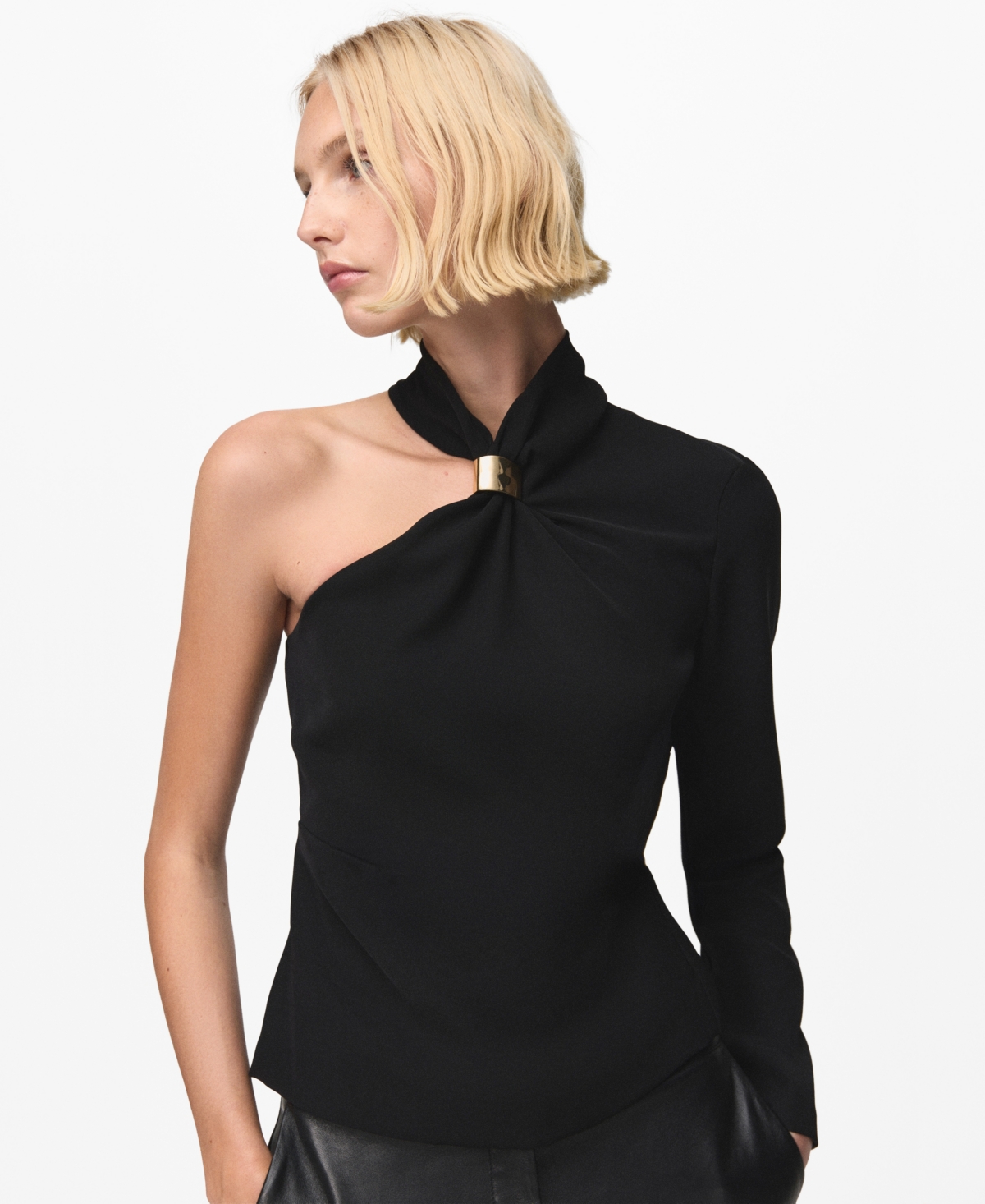 Mango Women's Metallic Detail Asymmetrical Blouse