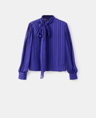 Women's Scarf Striped Blouse