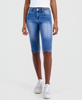 Juniors' Seam Front High-Rise Capri Jeans 