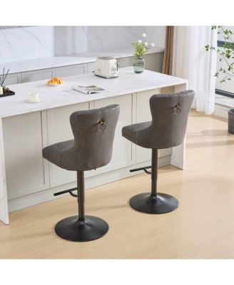 Set of 2 PU Swivel Bar Stools Adjustable Seat Height for Dining Pub