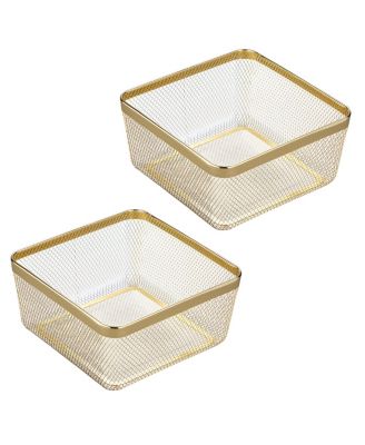 Metal Mesh Pantry Basket for Kitchen Storage - Set of 2 - Gold