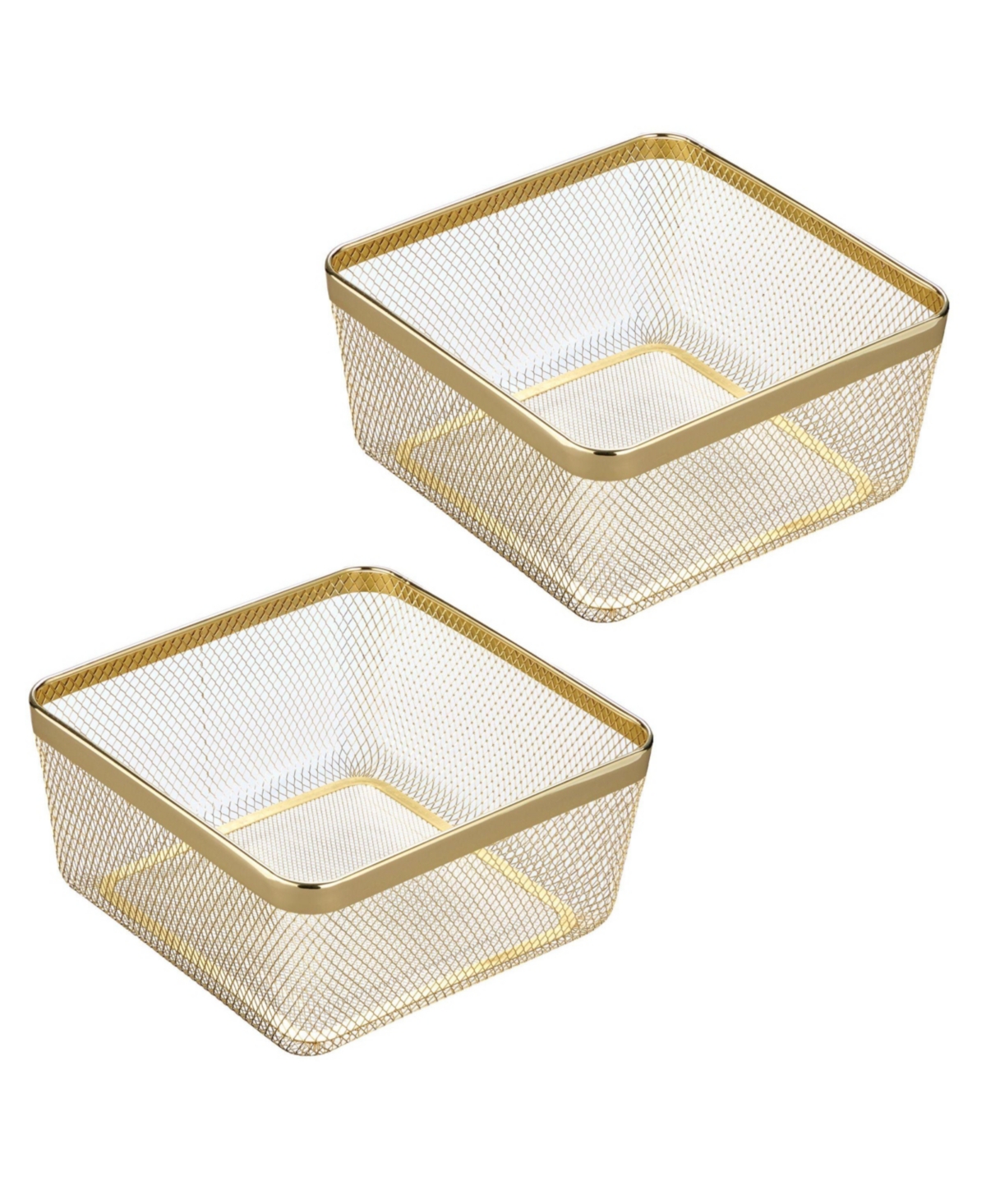 mDesign Metal Mesh Pantry Basket for Kitchen Storage - Set of 2 - Gold