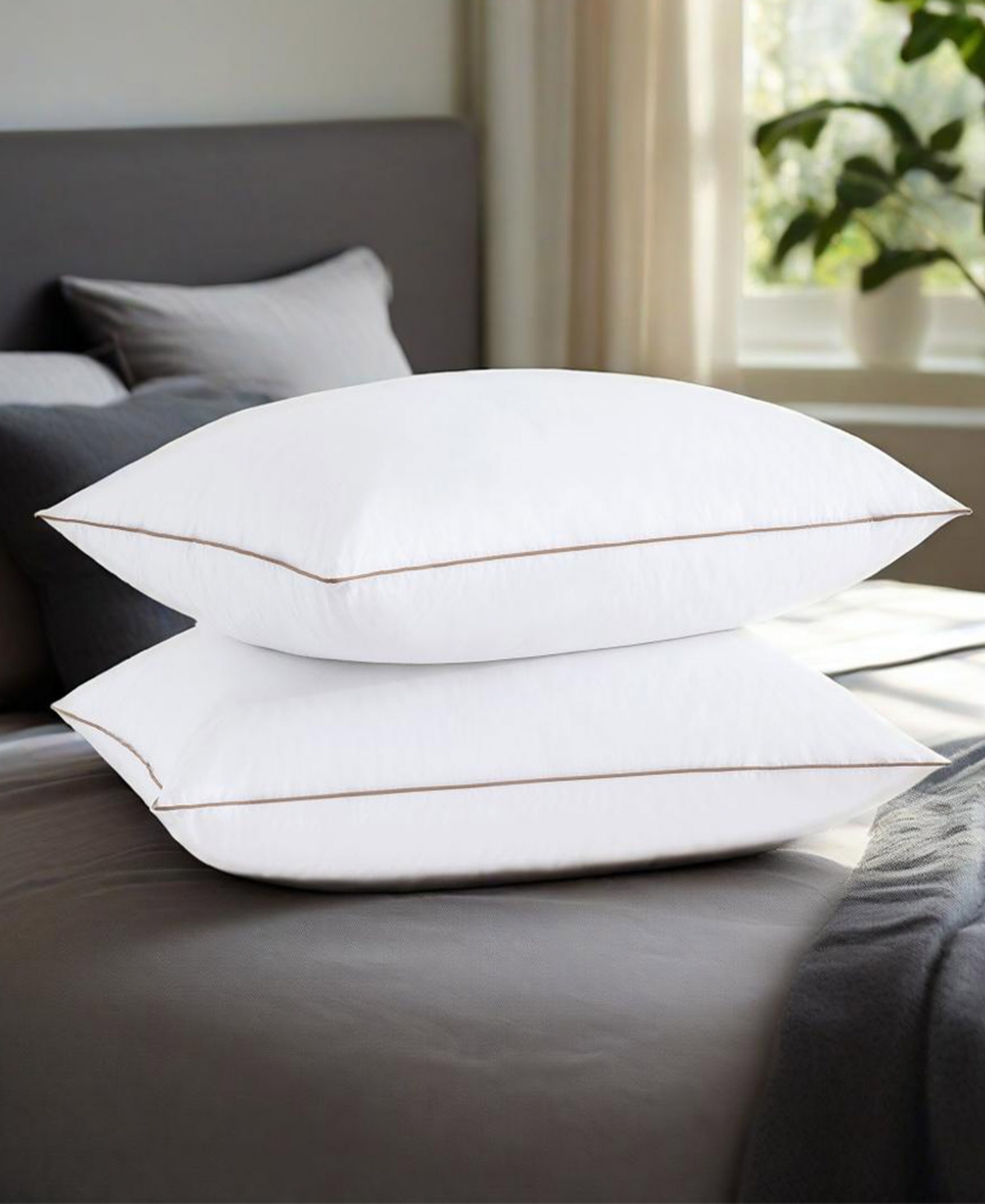 Unikome Medium Firm Diamond Quilted Feather 2-Pack Pillows