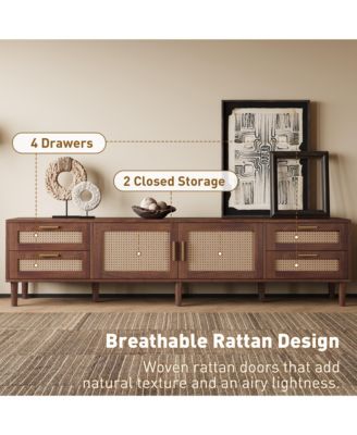 78" Cabinet TV Stand with 4-Drawer and Soft-Close Hinges