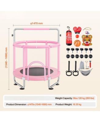 Kids Trampoline, 55", Indoor/Outdoor w/ Enclosure Net & Basketball Hoop, for Ages 3