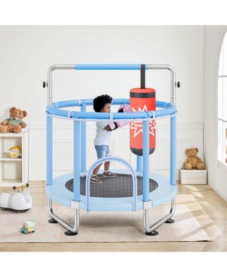 Kids Trampoline, 55" (4.6 ft), Enclosure Net & Basketball Hoop, Indoor/Outdoor, Ages 3