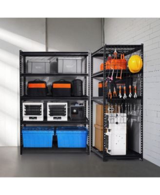 5-Tier Storage Shelves, 3000-Lb Capacity, 24"D x 48"W x 72"H, Adjustable Heavy-Duty Utility Rack, Black
