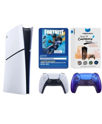 PlayStation 5 Disc Fortnite Flowering Chaos Bundle with Extra Controller and MightySkins Code - Chroma Indigo
