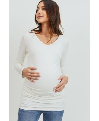 Maternity Casual Side Ruched Long Sleeve Top