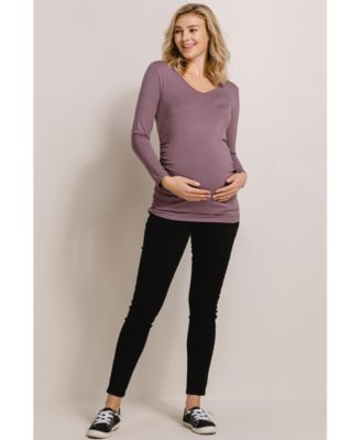 Maternity Casual Side Ruched Long Sleeve Top