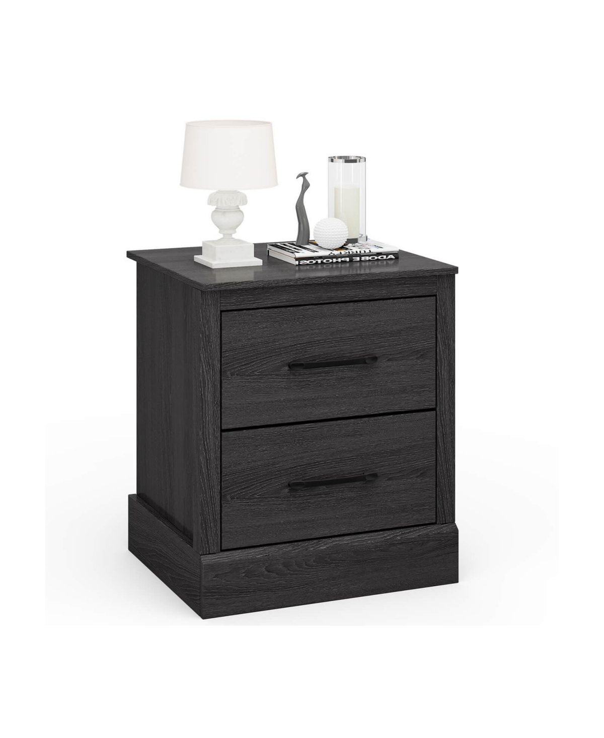 sumyeg Wood Compact Floor Nightstand with Storage Drawers